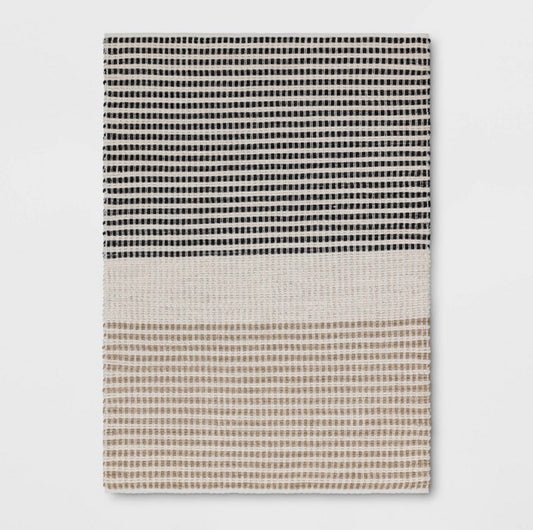 Threshold  5 ft. X 7 ft. Color Block Braided Outdoor Area Rug - Ivory