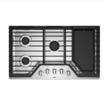 Whirlpool- 36 inch 5 Burner Stainless Steel Gas Cooktop (griddle included)