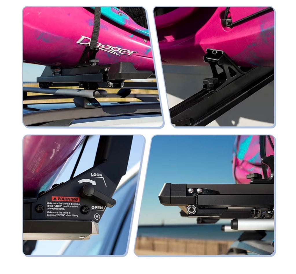 TooenJoy Heavy Duty Kayak Lift Assist Roof Rack, 100 Lbs Capacity Kayak Canoe Rooftop Loader, Elevating Assist System for Easy Loading (Black) (New in Box)