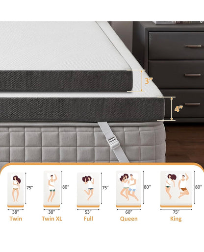 Extra Firm Mattress Topper King Size 4 Inch High Density Bed Topper Super Support Cozy Firm Mattress Pad for Back Pain Breathable Washable Cover with Ant-slip Straps (New in Box)