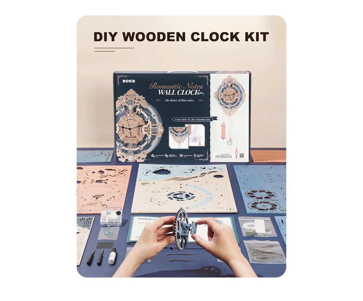 3D Wooden Puzzle Wall Quartz Clock Kit