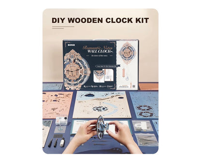 3D Wooden Puzzle Wall Quartz Clock Kit