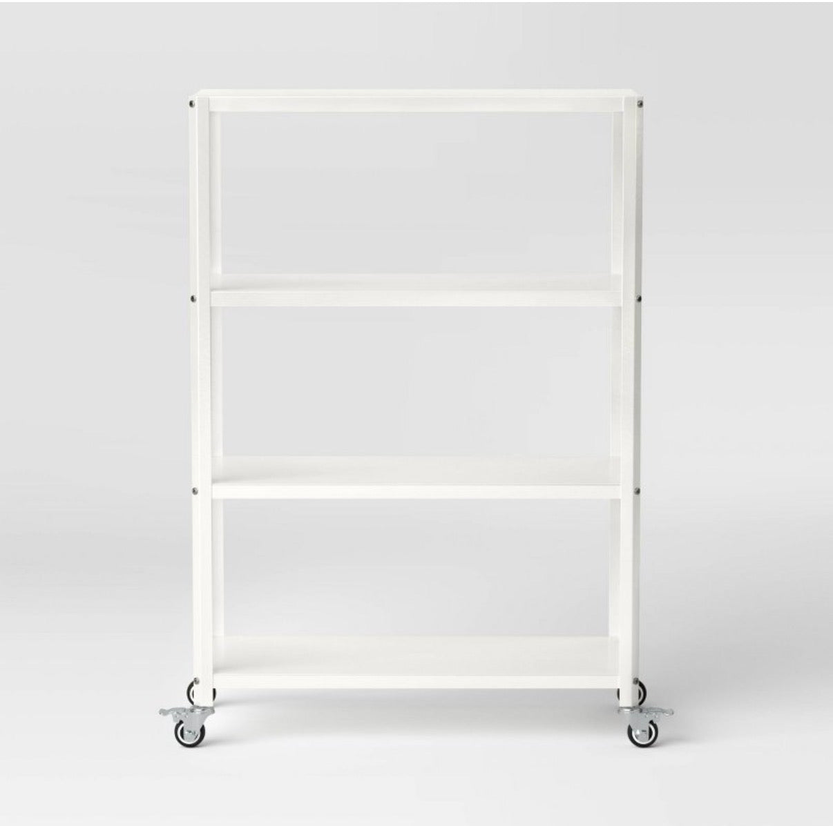 Room Essentials 44 inch 4 Shelf Rolling Metal Bookcase Chalk White