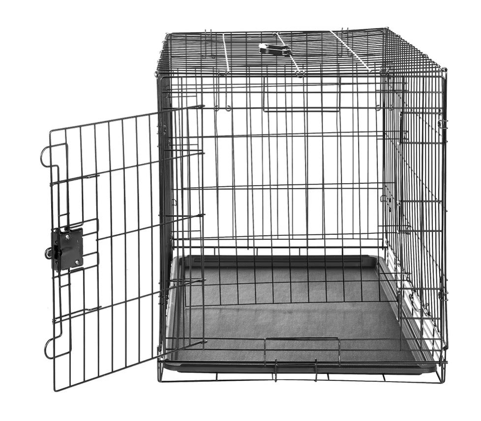 Amazon Basics Portable Metal Wire Dog Crate with Removable Tray, Single Door with Divider Panel, Foldable, Collapsible, Easy to Assemble & Clean 36 Inch X 23 Inch X 25 Inch (Black) (New in Box)