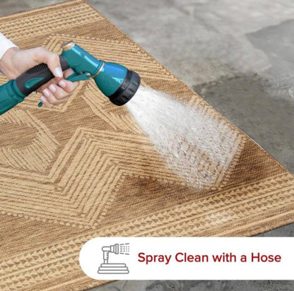 Ranya Tribal Light Brown 6 ft. 7 in. X 9 ft Indoor/Outdoor Patio Area Rug