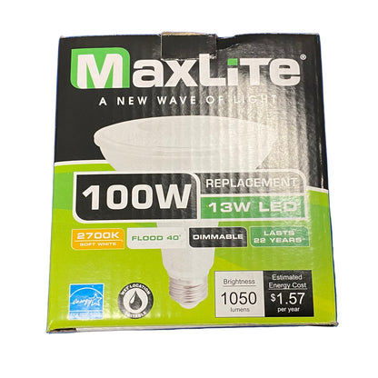 MaxLite LED PAR Lamp, 13W PAR38 Wet DIM 2700K