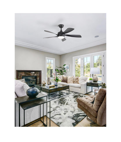 42 Inch Modern Ceiling Fan with Light Indoor/Outdoor Remote Control Compatible, Reversible Quiet DC Motor, Timer, 6 Speeds, 3 CCT Dimmable Light for Living Room Bedroom Patio (Black) (New in Box)