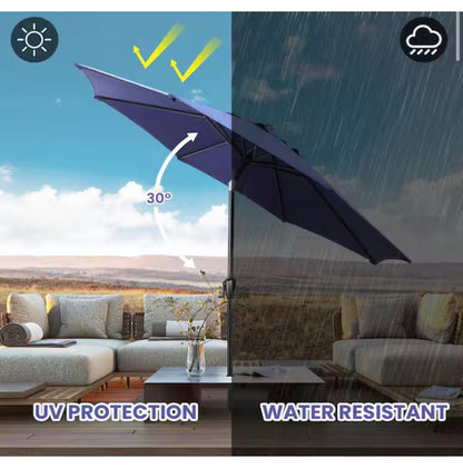 9 Ft. Round 8-Rib Steel Market Umbrella (Navy) (New in Box)