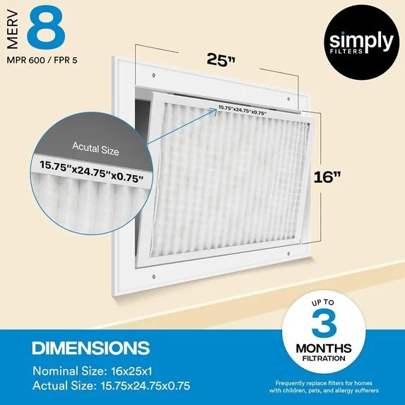 Simply Filters 6-pack 16"x25"x1"
