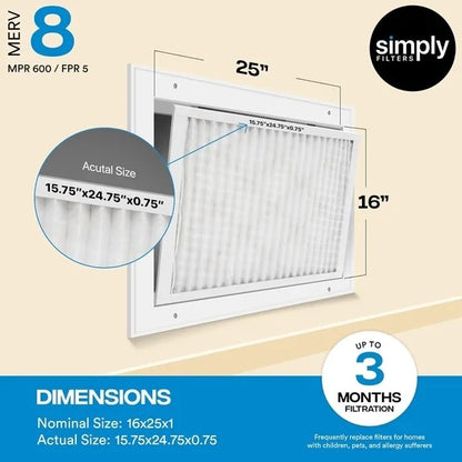 Simply Filters 6-pack 16"x25"x1"