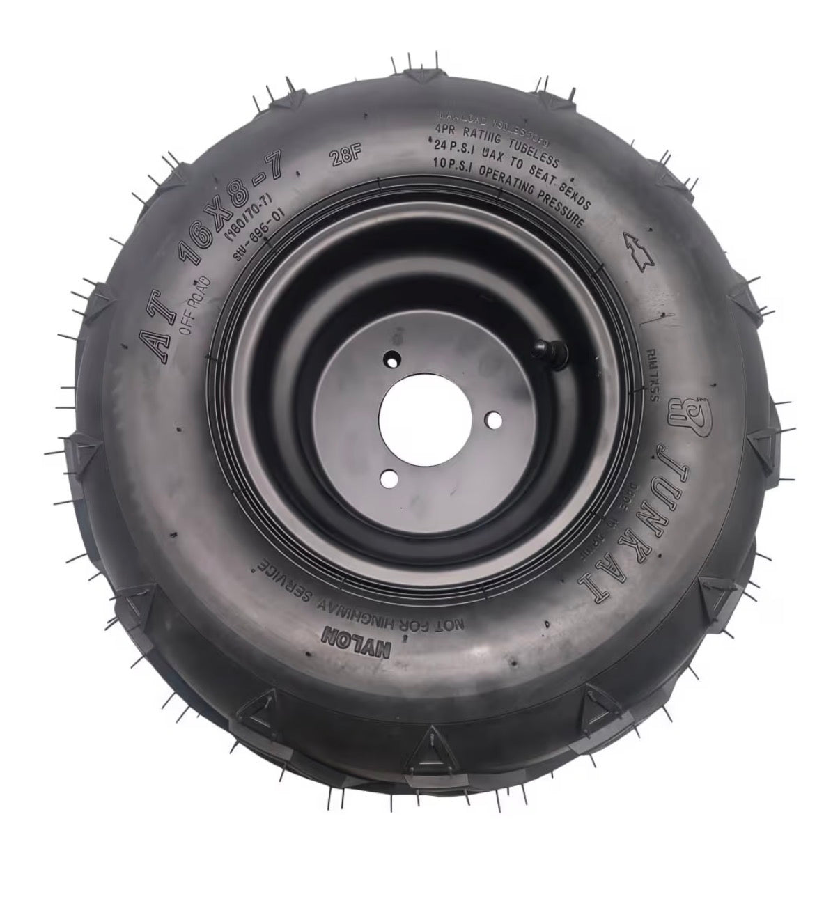 7 Inch Wheel Rim Tire Assembly for TaoTao 50cc 90cc 110cc 125cc ATVs & Go Karts Includes 16 X 8 - 7 Tire 70mm Bolt Rim (New in Box)