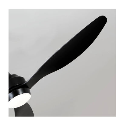 52 Inch Matte Black/Black Downrod Mount Modern 6 Speed Reversible Ceiling Fan w/ LED Light Remote Control, Downrod, Timer (New in Box)