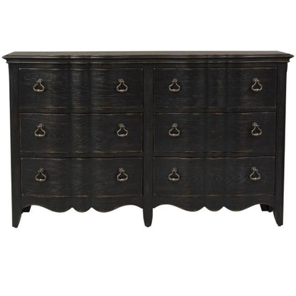 Six Drawers Dresser in Wire Brushed Antique Black Finish