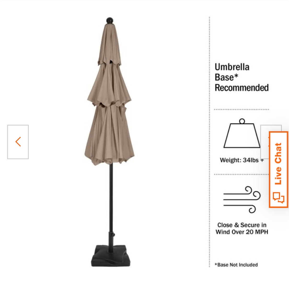 10 ft. Steel Market Patio Umbrella with 3-Tiered Sunshade and Push Button Tilt and Easy-Open Crank (Beige) New in Box