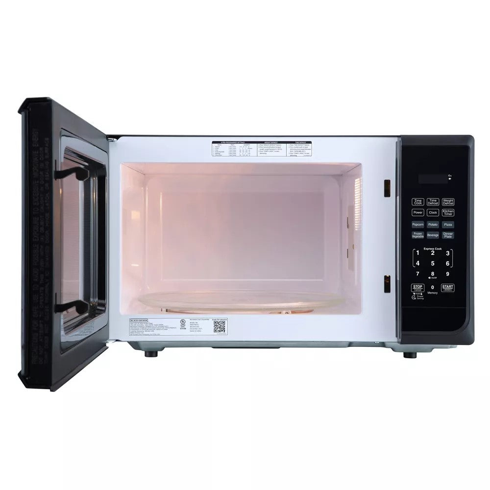 BLACK+DECKER 1.1 cu ft 1000W Microwave Oven - Stainless Steel Black: Countertop, Child Lock, 6 One-Touch Settings