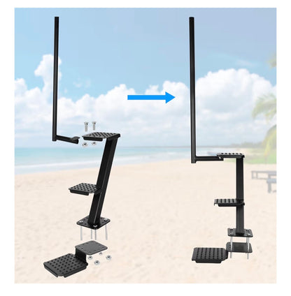 Heavy Duty Boat Trailer Steps with Safety Handle, Non-Slip Surface, Boat Trailer Steps for the Tongue, 3 Step Trailer Step