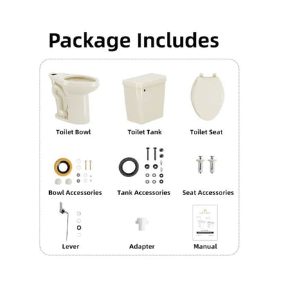 XH Bone 21 Inch Elongated Extra Tall 12 Inch Rough In 1.28 GPF Soft Close 2 Piece Toilet (New in Box)