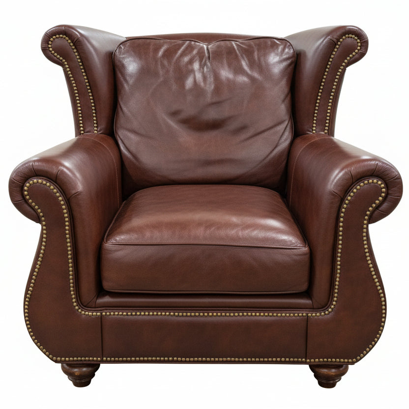 Vintage Leather Wingback Club Chair