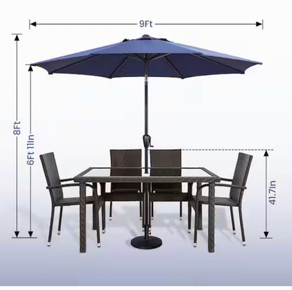 9 Ft. Round 8-Rib Steel Market Umbrella (Navy) (New in Box)