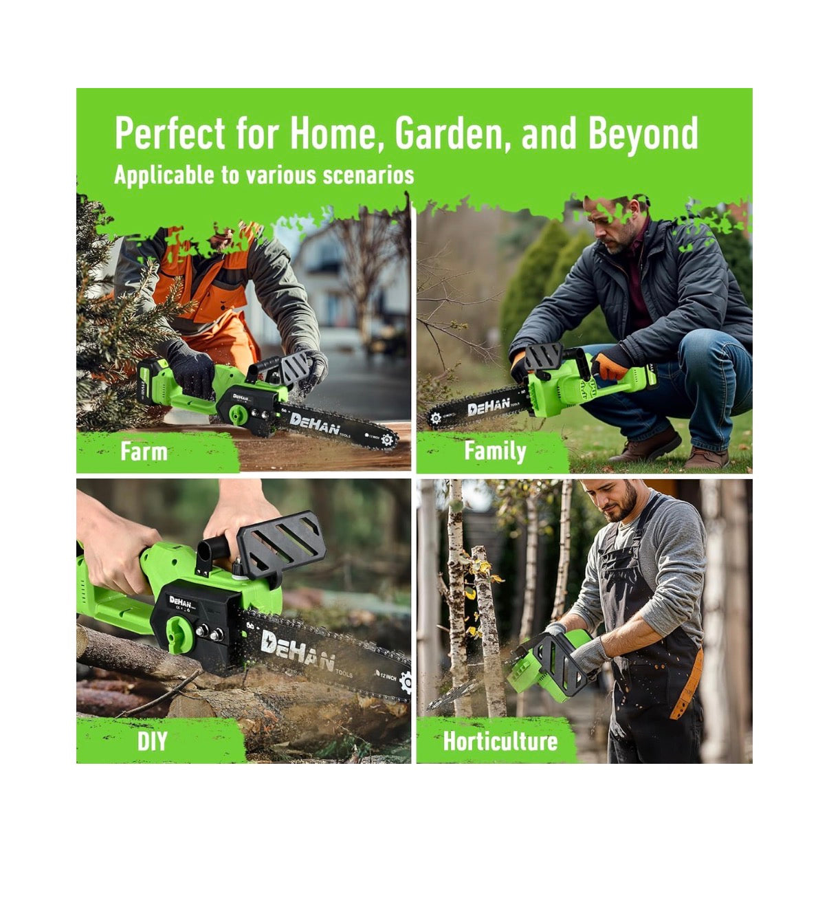 12 Inch Brushless Cordless Mini Chainsaw, Battery Powered for Trimming Includes 2x4.0Ah Batteries, 2 Guide Bars and 3 Chains for Longer Runtime and Versatile Cutting (New in Box)
