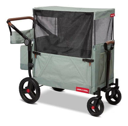 Radio Flyer Atlas Stroll 'N Wagon, for Ages 1+ 3-in-1 Push or Pull Versatility, One Hand Fold, UV Canopy, 5-Point Harnesses, Rubber Wheels, Storage Capabilities (Sage Green) (New in Box)