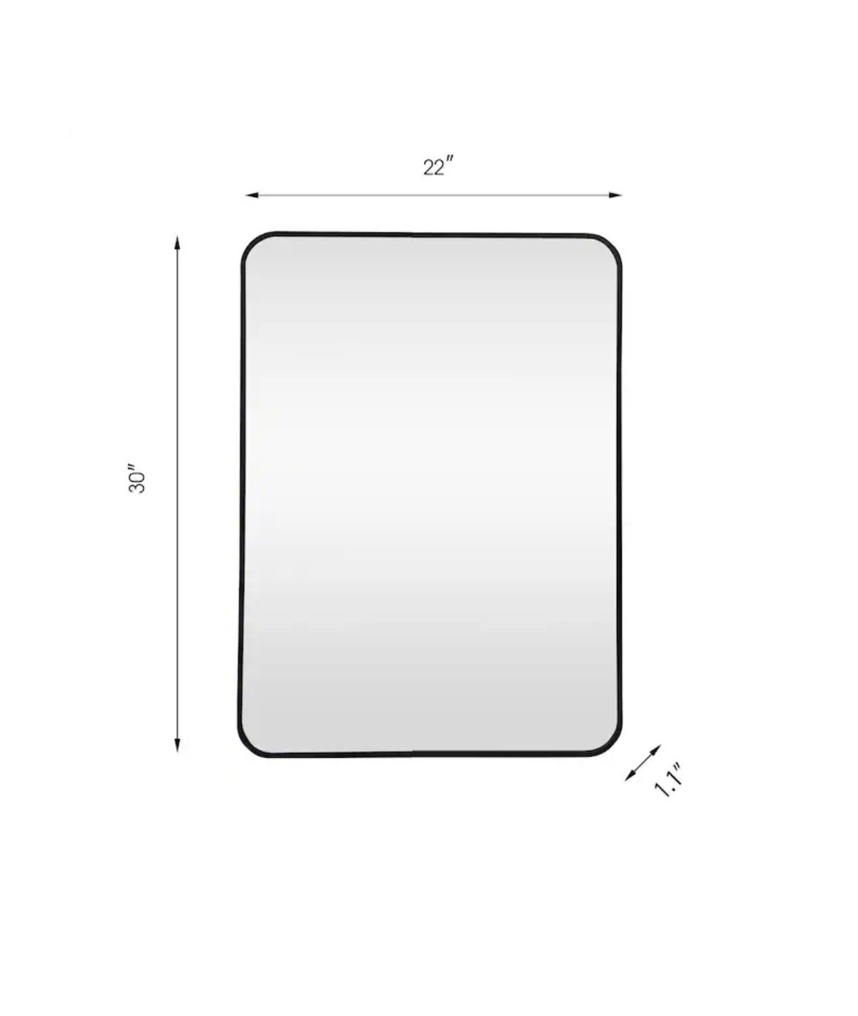 Home Accent 22 Inch Width X 30 inch Height Rectangle Black Framed Wall Mirror (New in Box)