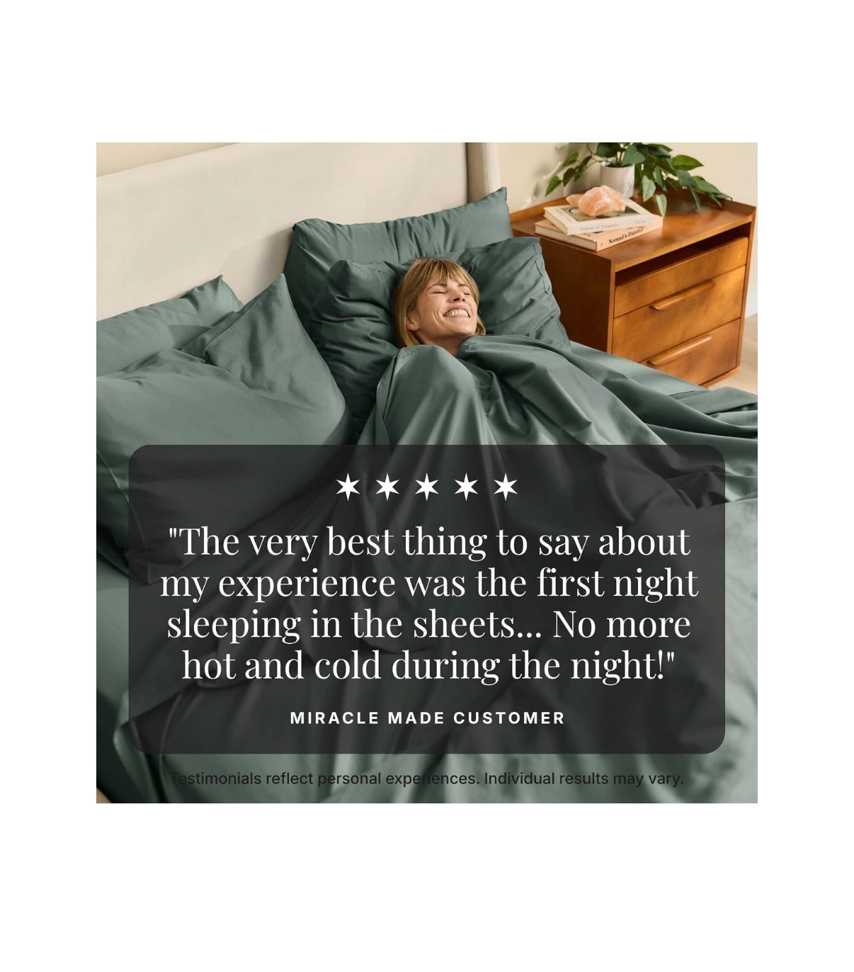 Miracle Made Breathable Cotton Bed Sheets, 4 Piece Set Silver Treated, Soft and Cool to the Touch Lightweight Bedding Designed for Hot Sleepers King Size (Sage Green) (New in Box)
