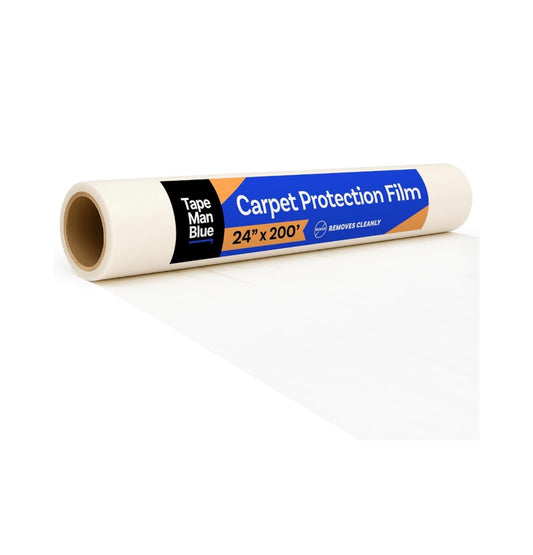 TapeManBlue Carpet Proction Film 24 inch X 200 ft. Roll, Self Adhesive Plastic carpet protector Film with Clean Removal & Easy Unwind, Durable Protection Tape to Shield Your Surface from dirt and Spills (New in Box)