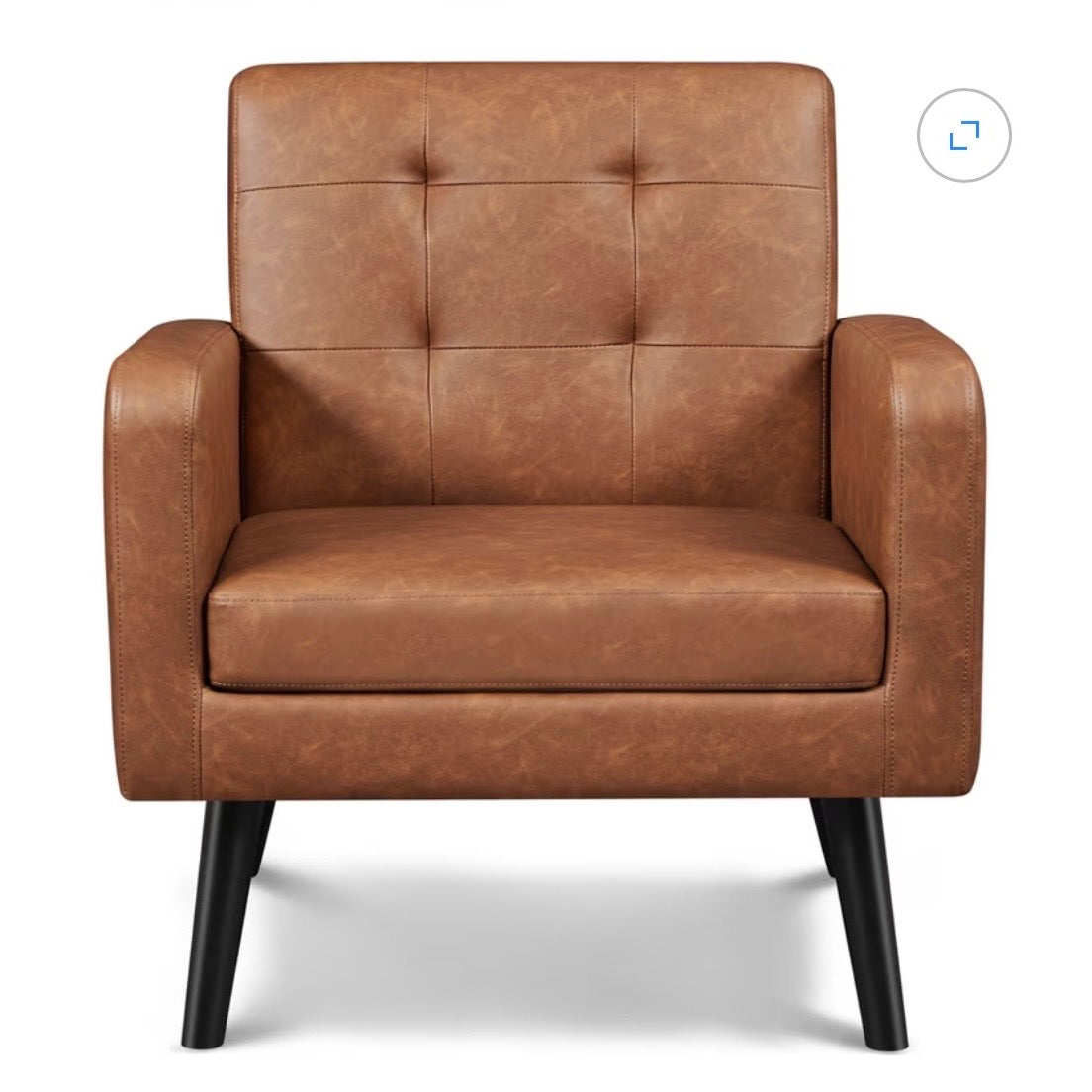 Yaheetech Modern Faux Leather Tufted Accent Chair, Retro Brown (New in Box)