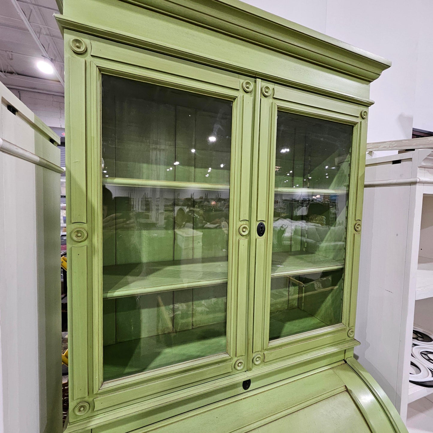 Antique Green Secretary/ Hutch