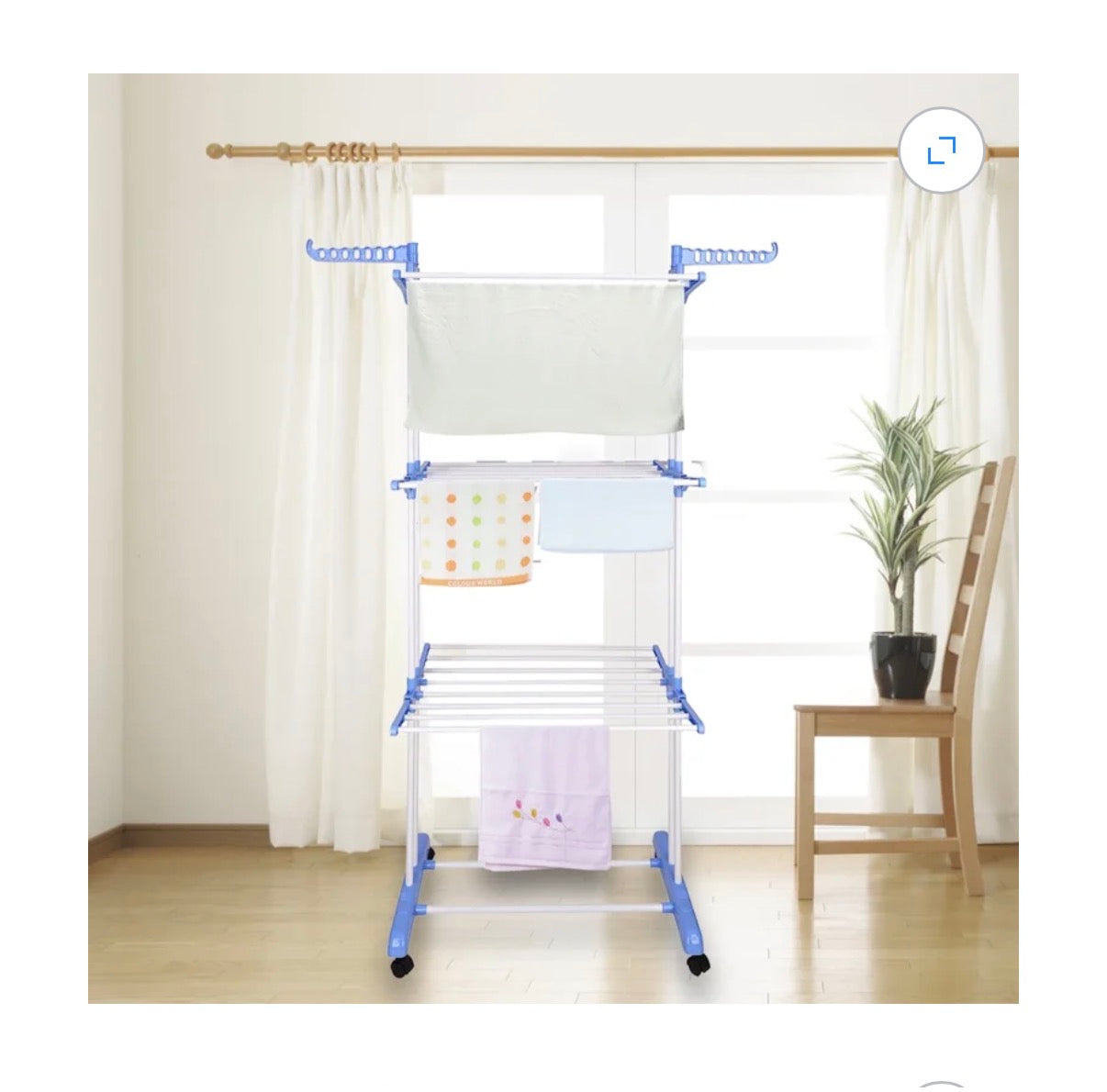 Clothes Drying Rack, 4 Tier Foldable Drying Rack for Clothes, Portable Laundry Rack with Wheels Indoor/Outdoor Freestanding (Gray) (New in Box)