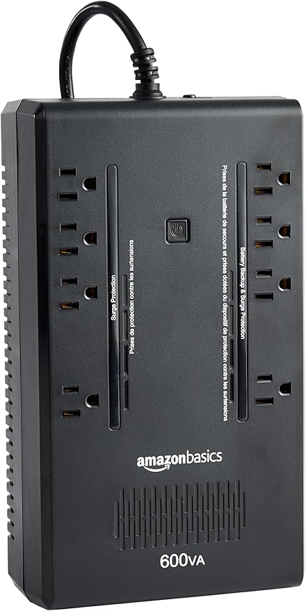 UPS Battery Backup & Surge Protector, 600VA/360W, 8 Outlets
