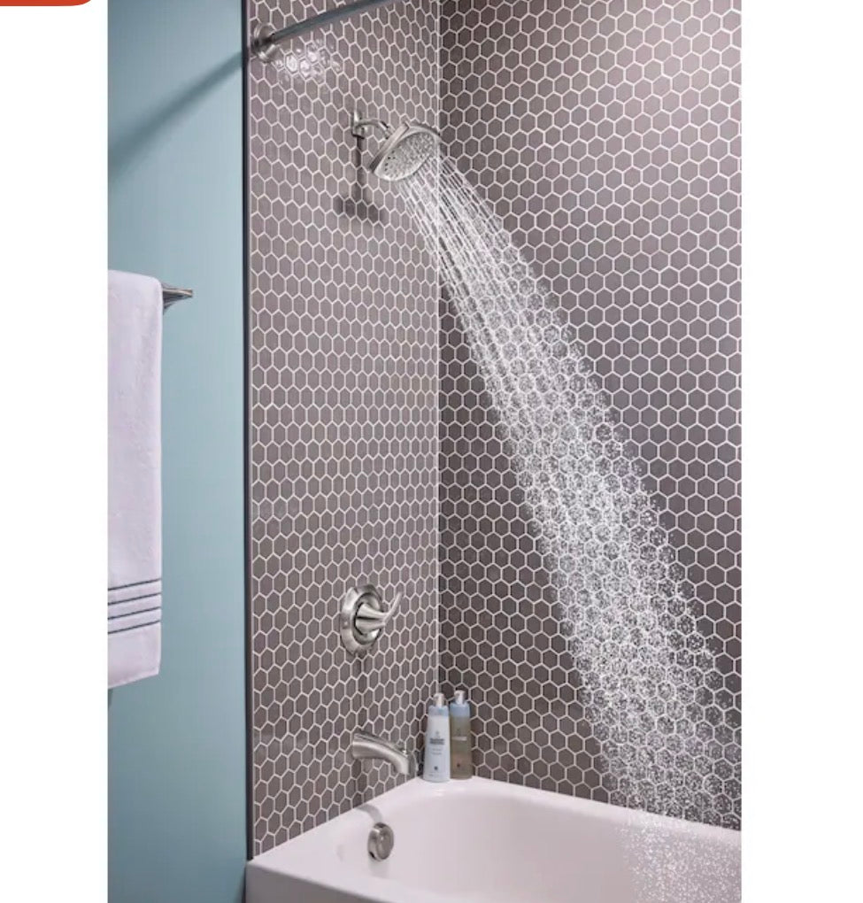 Moen Lindor Chrome 1 Handle Single Function 6 Inch Square Bathtub and Shower Faucet with Valve