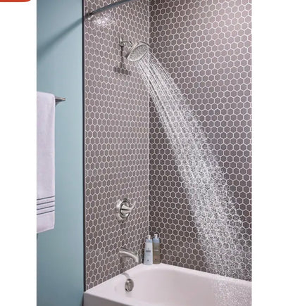 Moen Lindor Chrome 1 Handle Single Function 6 Inch Square Bathtub and Shower Faucet with Valve