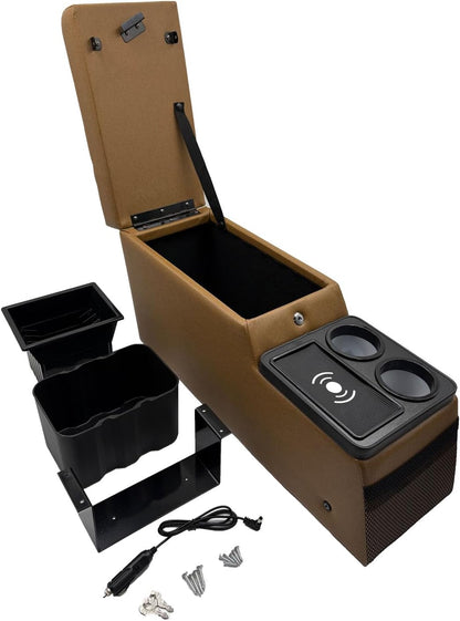 Truck Center Console Organizer with Wireless Charging for Jeep