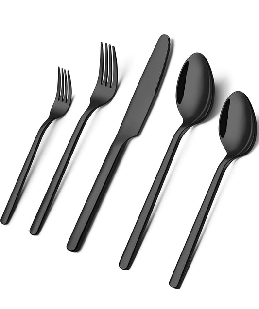 Black Silverware Set, 40 Piece Flatware Set for 8, 18/10 Stainless Steel Cutlery Set for Home Kitchen and Restaurant (New in Box)