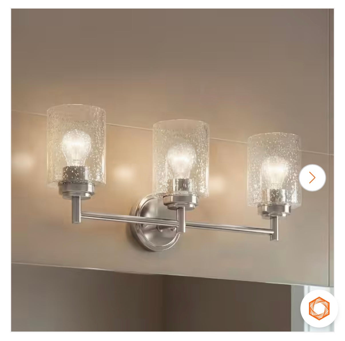 Winslow 21.5 Inch 3 Light Brushed Nickel Contemporary Bathroom Vanity Light with Clear Seeded Glass