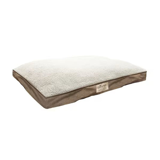 (New) 40 in. x 30 in. Brown Sherpa Woven Linen Pet Bed