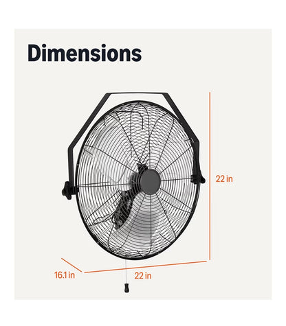 18" Indoor Wall Mounted Industrial Fan with Three Speeds
