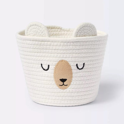 Small Tapered Round Coiled Rope Round Basket Sleepy Bear - Cloud Island™