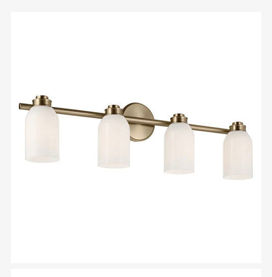 Shae Vanity Light 4 Lights Opal Glass with Cylinder Shade (Champagne Bronze) (New in Box)
