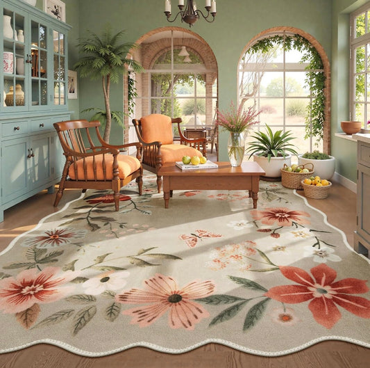 Lahome Floral Washable Rugs 8 Ft. X 10 Ft., Non Slip Soft Bedroom Rug Stain Resistant Ultra Thin Rug for living Room Boho Rug Accent Carpet for Dinning Room, Office (New in Box)