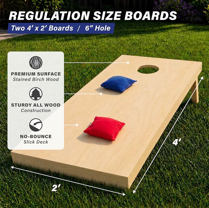 GoSports Solid Wood Premium Cornhole Set 4 ft. X 2 ft.