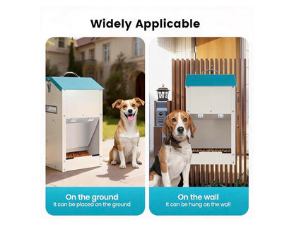 Automatic Dog Feeder Large Breed Outdoor & Indoor Galanized Dog Food Dispenser 15lbs Wall Mountable Gravity Pet FoodStation Auto Feeder Self Feeding with Clear Door for Puppy, Dog, Cat (New in Box)