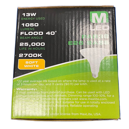 MaxLite LED PAR Lamp, 13W PAR38 Wet DIM 2700K