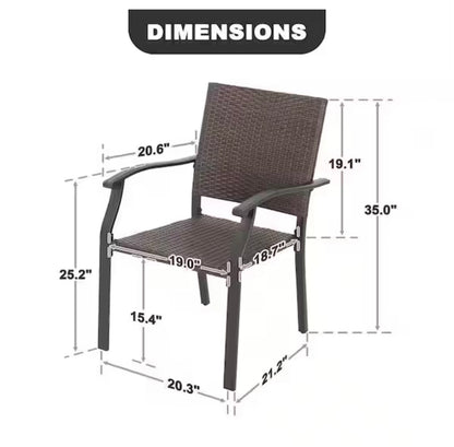 Black wicker and Iron Outdoor Dining Chairs with Powder Coated Finish (2-Pack)