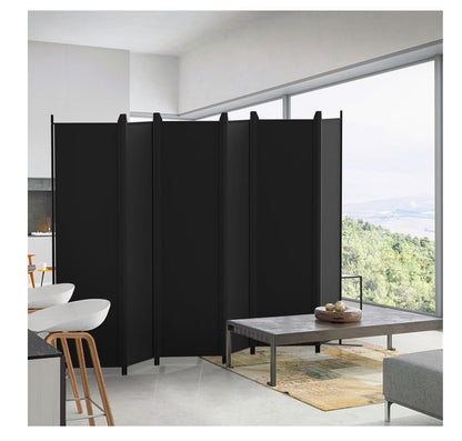 Kokorona 6 Panel Room Divider, 6 Ft. Tall Folding Privacy Screen Wall Dividers, Portable Privacy Screen Freestanding Room Divider for Room Separation Included Cover Strips 120 Inch Width x 72 Inch Height (Black)