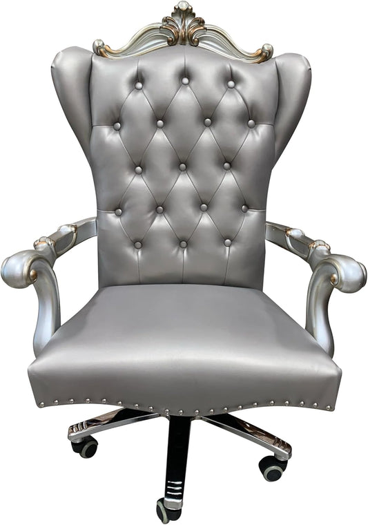 Acme Versailles Faux Leather Swivel Executive Office Chair in Silver Platinum