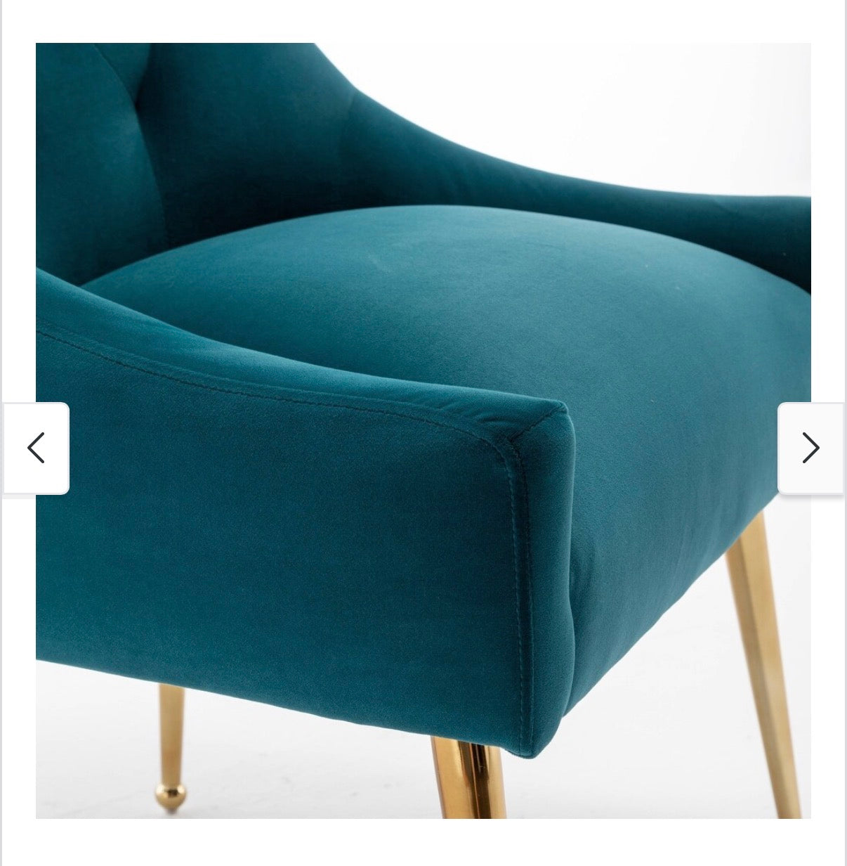 SEYNAR Modern Boucle Velvet Upholstered Accent Dining Chair Set of 2 Tufted Back Armless Chair with Golden Legs (Teal) (New)