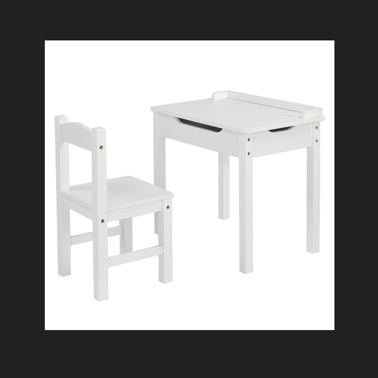 Flip Top Kids Table and Chair Set with Storage Wooden Activity Table for Arts and Crafts, Drawing, Study Toddler Desk and Chair Set (White) (New in Box)
